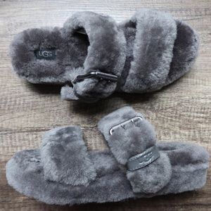 NWT UGG Fur Sandals Gray Size 9